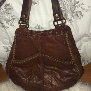 brown leather tote shoulder bag/the lucky brand